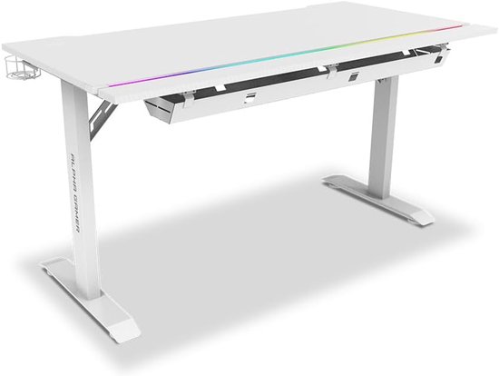 Gaming Bureau - Werkbureau PC - Gaming Setup - Met RGB Verlichting - 140 x 72 cm - Wit — afbeelding 5