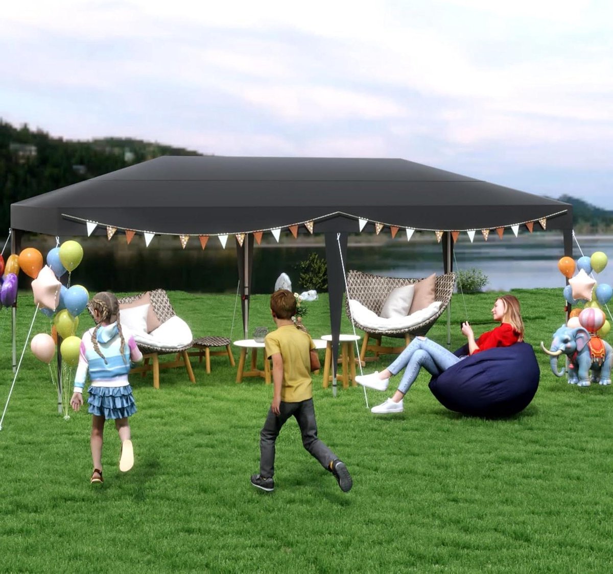 Vouwtent Partytent - Tuintent Paviljoen - Outdoor Evenementen - Snelle Montage - 3x6 meter - Antraciet