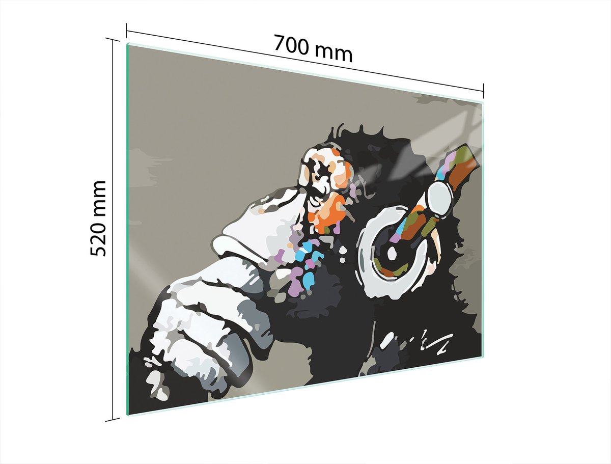 TMK ArtDeko Serie - Glazen Beschermplaat - 70x52 cm - Muziek - Veilig