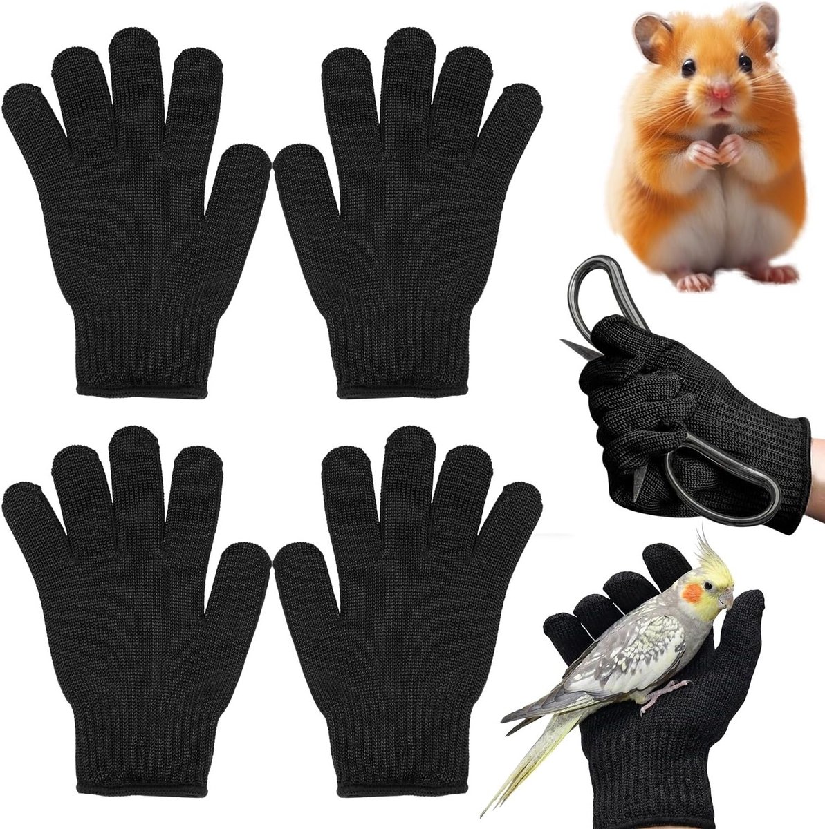 Bijtbestendige handschoenen voor huisdieren, 2 paar, snijbestendig en veilig voor honden, vogels en hamsters