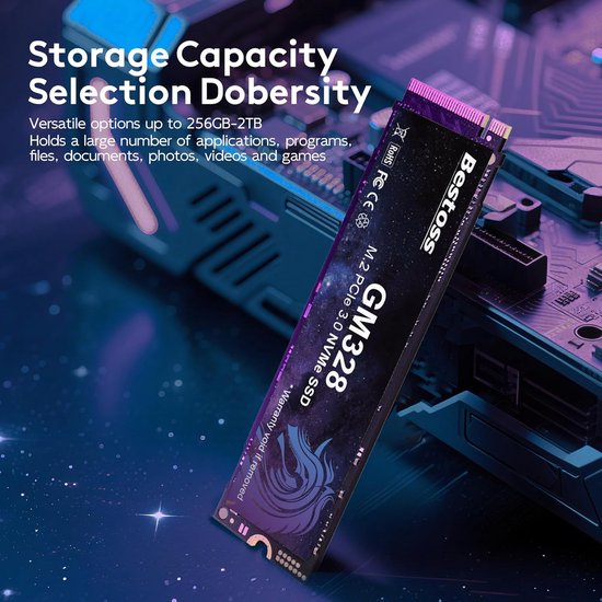 Interne SSD - Solid State Drive - Sneller Laden - PCIe Gen3 - 1TB - Paars en zwart van Merkloos — afbeelding 5