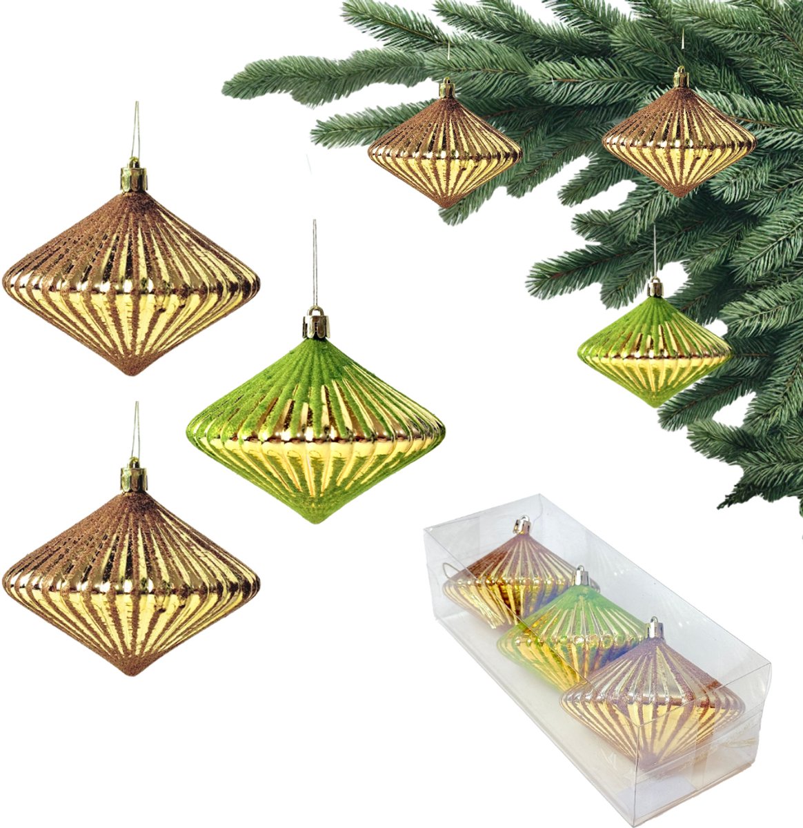 Inspiruj - Kerstbalset - Goudkleurig - Kunststof - 3 stuks