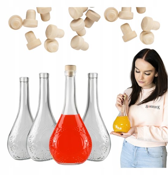 Bimberek - Glazen Fles - 500 ml - Houten Kurk - Wijn & Likeur van Bimberek — afbeelding 2