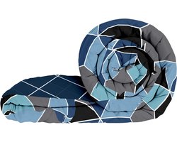Microvezel Dekbed - Zacht Dekbed - Heerlijk Slapen - Hexagon Stiksels - 150 cm x 225 cm - Blauw