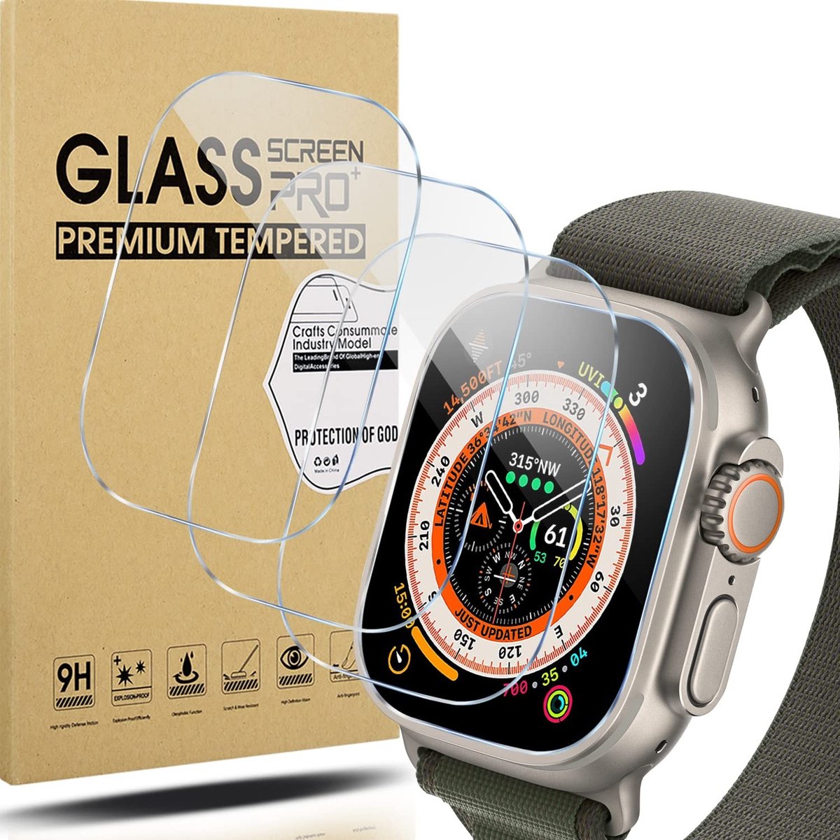 Store_8 - Screen Protector - HD-Glas Antikras - 4-Pack - Geen Bubbles - Apple Watch Ultra 2/Ultra 49mm - Bescherming voor jouw smartwatch