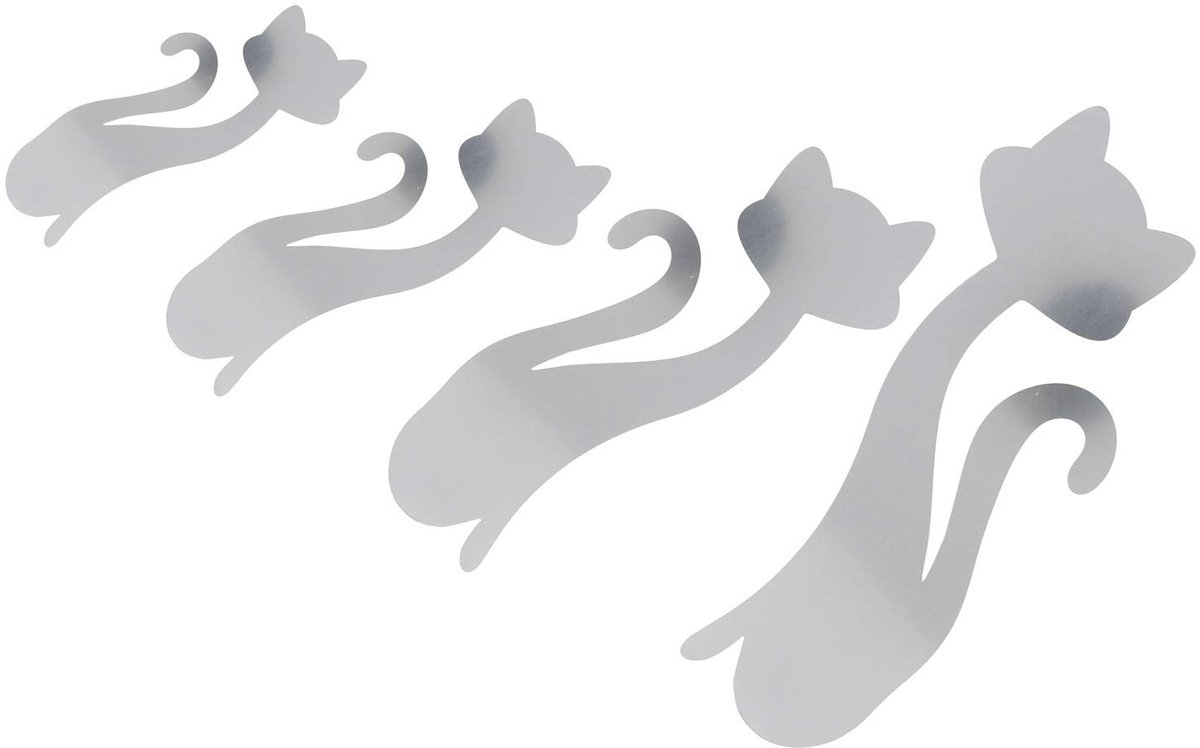 Store_8 - DIY Spiegel Muursticker - Kat Vorm - Decoratieve Wanddecoratie - Zilver - Verwijderbare Muurschilderingen - Geschikt voor Slaapkamer - Do...