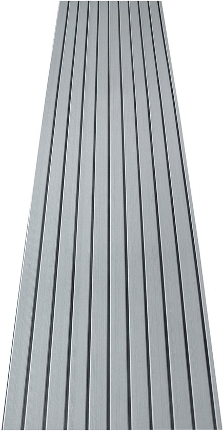 TeakFoamShop – Tapis de bateau en mousse de teck EVA Pro Series – Revêtements de sol autocollant Premium Bateaux – 240 x 60 cm – Gris clair avec lignes noires – Durable et Luxe , antidérapant