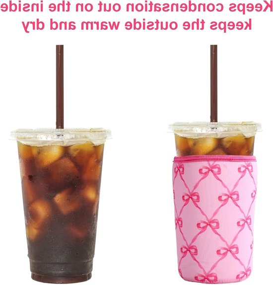 3x Ijskoffie Mouwen Set - Herbruikbare Neopreen Bekerhoezen voor Koude & Warme Dranken - 3 Maten — afbeelding 3