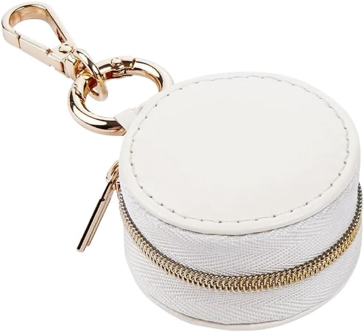 Sieradenhouder Sleutelhanger - Draagbare Reis Ring Houder - Mini Ringen Organizer Doos met Sleutelhanger voor Vrouwen Wit