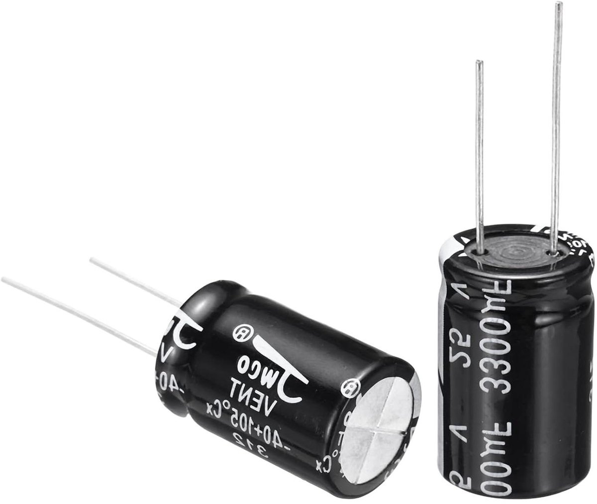 Elektrolytische Condensatoren - Elkos Condensator - Elektronische Projecten - Grote Capaciteit Klein Formaat - 3300uF 25V - Zwart