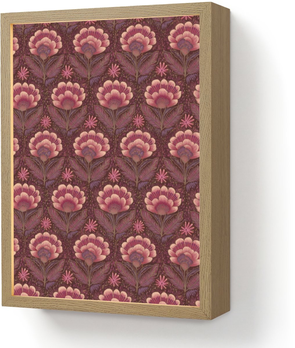 Wandlamp 30x40 cm - Oplaadbaar - Bloemen - Waaier - Paars - Wandlampen binnen woonkamer - Slaapkamer lamp - Decoratieve nachtlamp - Vloerlamp draadloos