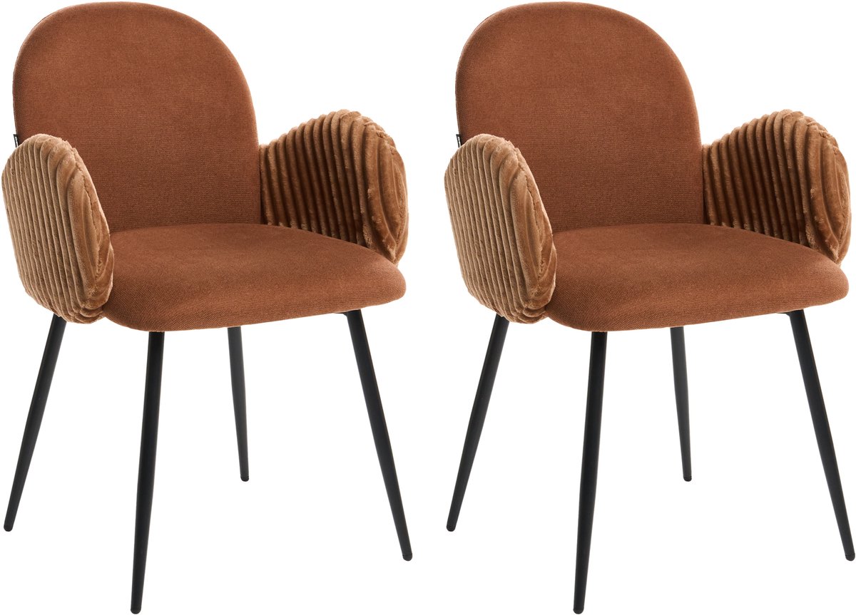AMITY - Eetkamerstoel set van 2 - Bruin - Polyester