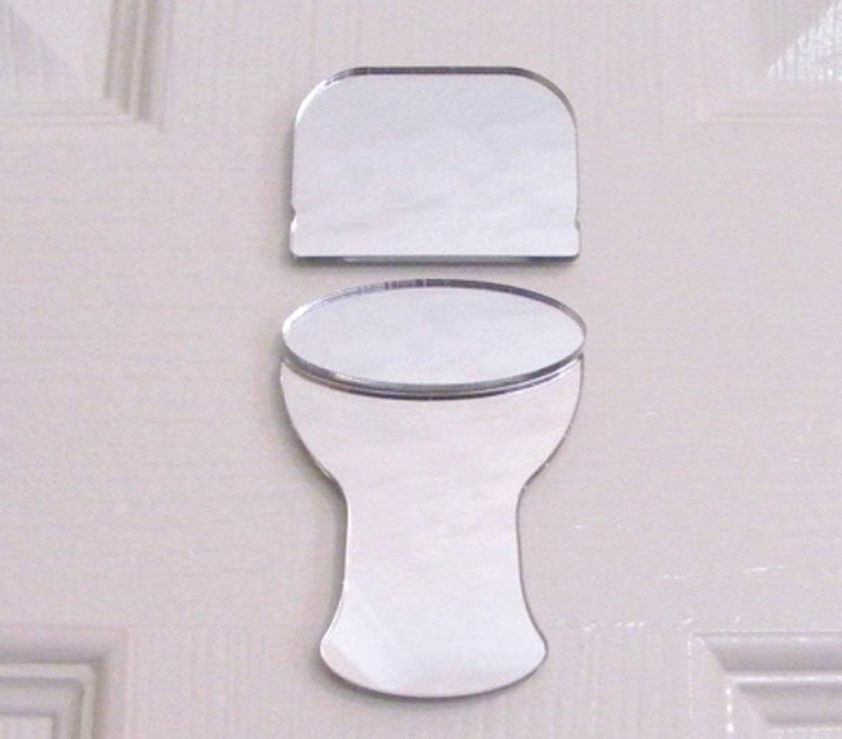 WC Deurbord - Toiletbord Gespiegeld - Aangeven Toilet - Gegraveerd Tekst - 12x6 cm - Zilver