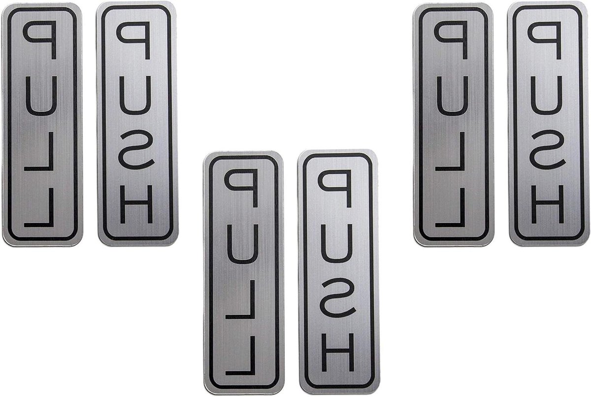 Push Pull Deurborden - Deurtekens Verticale - Deur Gebruik - Geborsteld RVS - 5 x 15 inch - Zilver