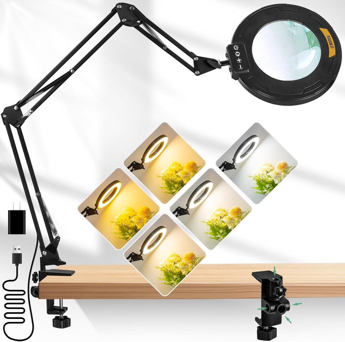 Vergrootglas met licht - Loep met standaard - Klusjes en hobby's - 10x HD glas - 4.3 inch lens - Zwart