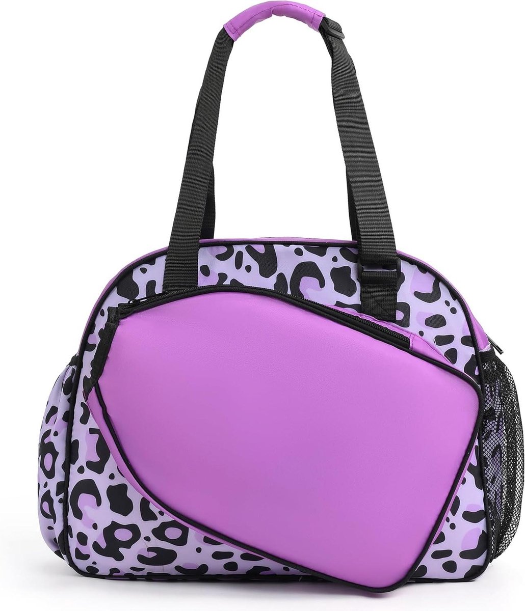 Pickleball Tas - Sporttas Dames - Pickleball Spelen - Ruim Interieur - 32 cm Hoogte - Luipaard Paars