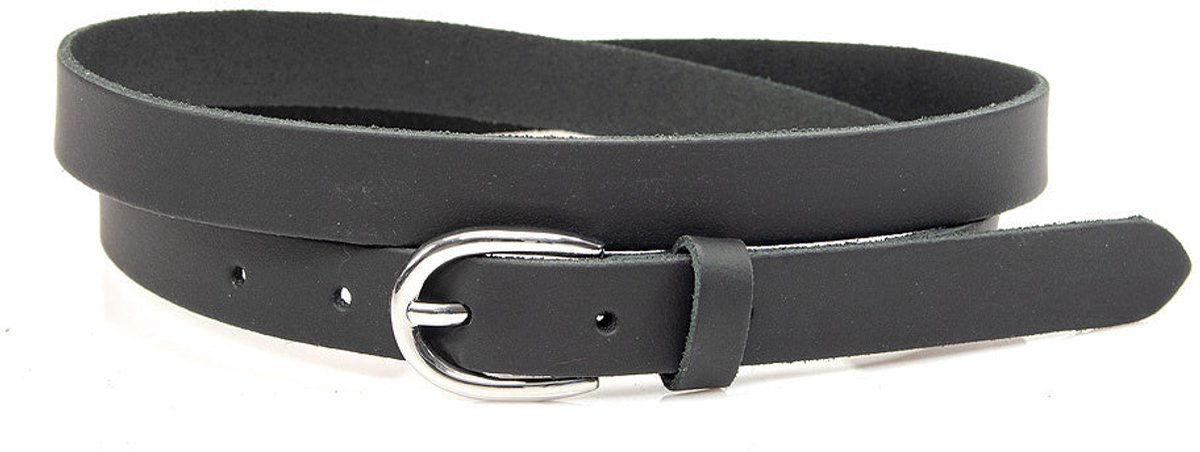 Damesceintuur zwart - 2 cm breed - Leer - Smalle riem - Casual - Maat 95