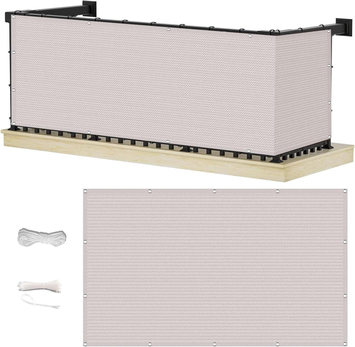 Weerbestendig en Onderhoudsvriendelijk 105 x 900 cm Weerbestendig Onderhoudsvriendelijk Windscherm Balkonbekleding Windscherm Omheining Voor Balkon,Tuin,Terras, Wit