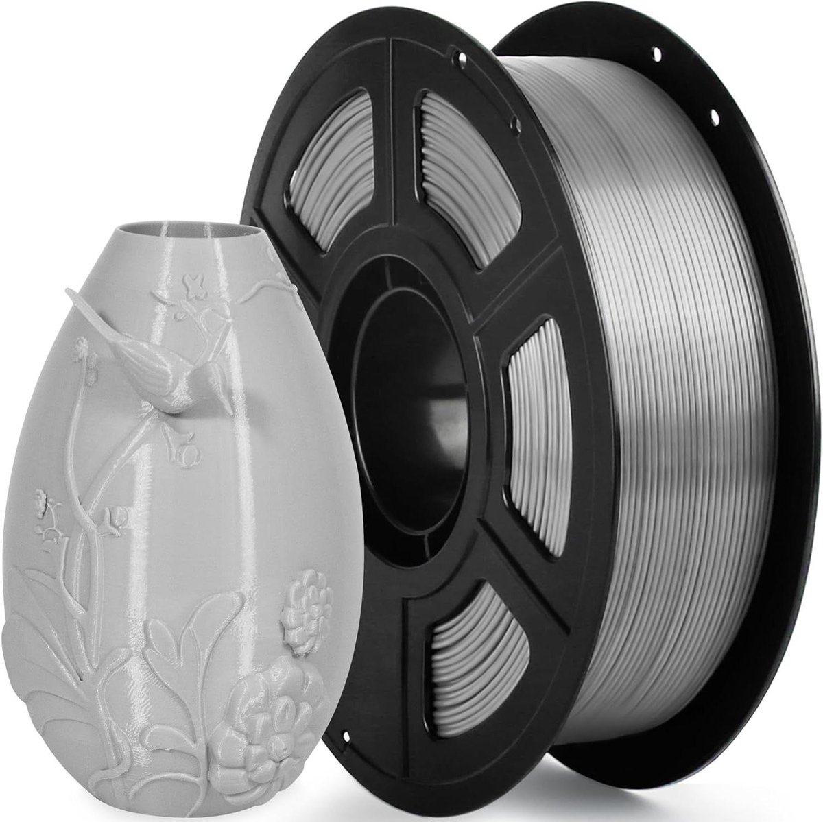 PETG Filament - 3D Printer Garen - 3D Modellen Printen - Mechanisch Anti-knoop - 1kg 1.75mm - Zilver