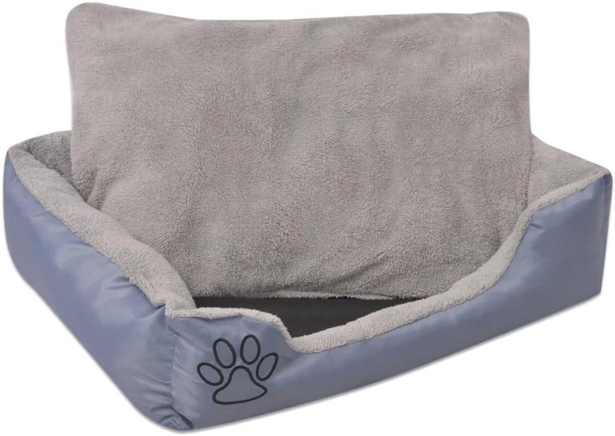 Hondenbed met Kussen - Hondenmand Hondenkussen - Comfortabel Rusten - Antislip Ondersteuning - Maat L - Grijs