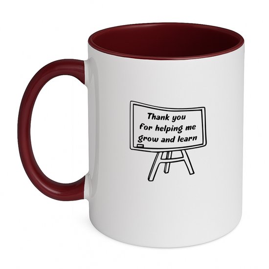 Hacebo® - Thank you for helping me grow koffiebeker bordeaux - Leraar - leraar/lerares - thee mok - koffie beker - Afscheidscadeau docent - Bedank cadeau - Meester bedankt - Collega kado - koffiemok - 350 ML inhoud