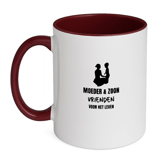 Hacebo® - Moeder zoon vrienden voor het leven koffiebeker bordeaux - Moeder - Familie - thee mok - koffie beker - Moederdag - Cadeau - koffiemok - 350 ML inhoud