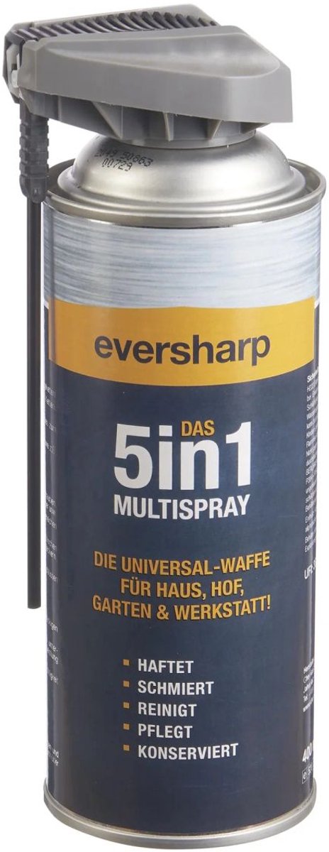 Multispray 5in1 Eversharp 400 ml - Hooggeconcentreerde reiniger en smeermiddel voor kettingzagen, grasmaaiers en tuinmachines, verwijdert hars, oliën en vetten materialschonend