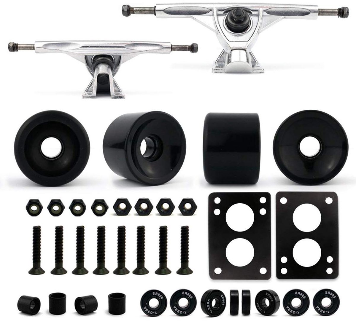 Longboard Onderdelen Set Skateboard Accessoires Cruisen en Freeriden Reverse Kingpin Trucks 70mm Wielen en
