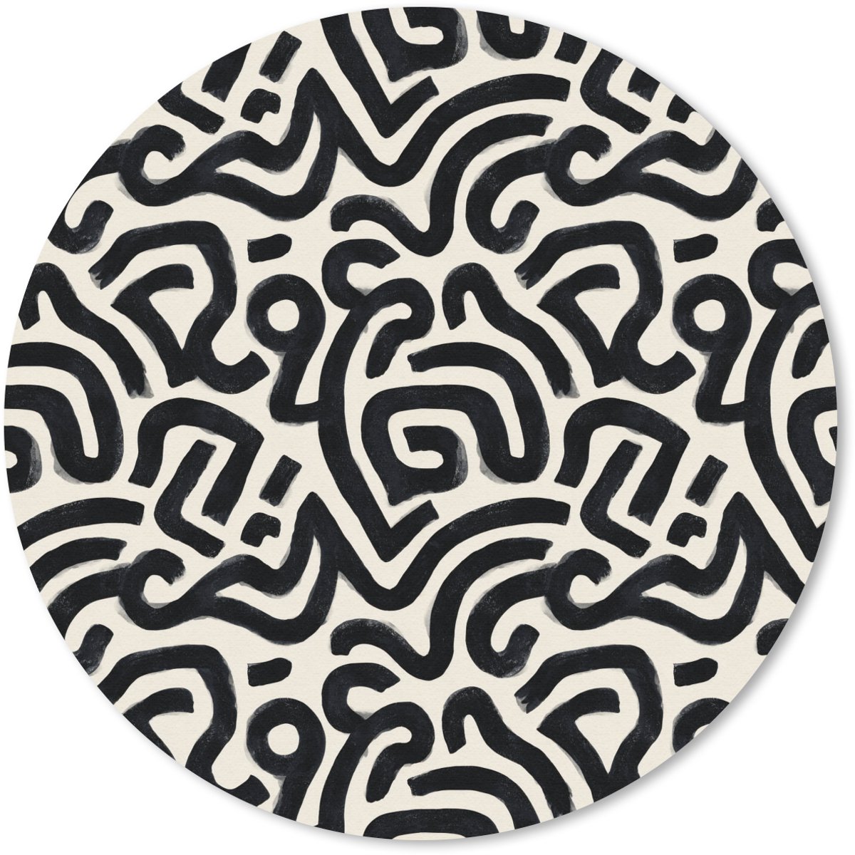 Muismat rond 40x40 cm - Mousepad Modern - Abstract - Zwart - Ronde muismatten
