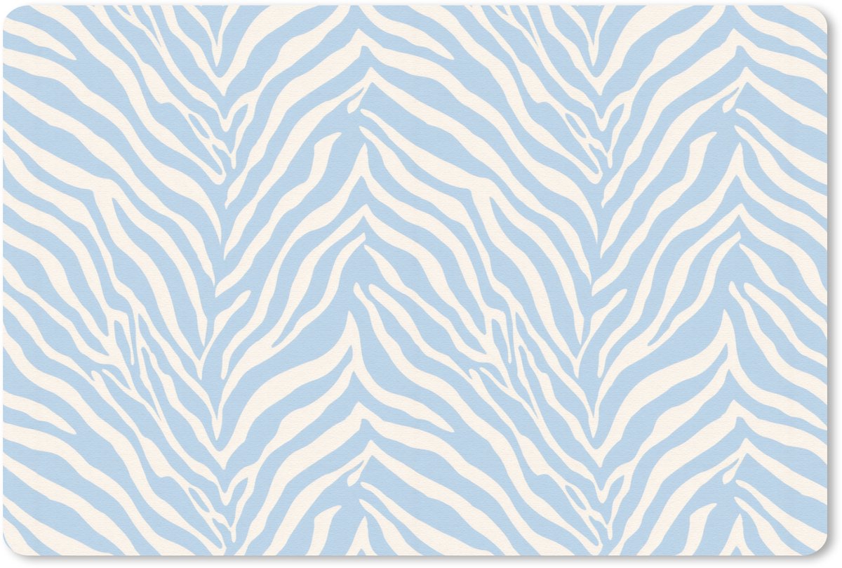Muismat 13x8 cm - Mousepad Zebra - Motief - Blauw - Wit - Muismatten
