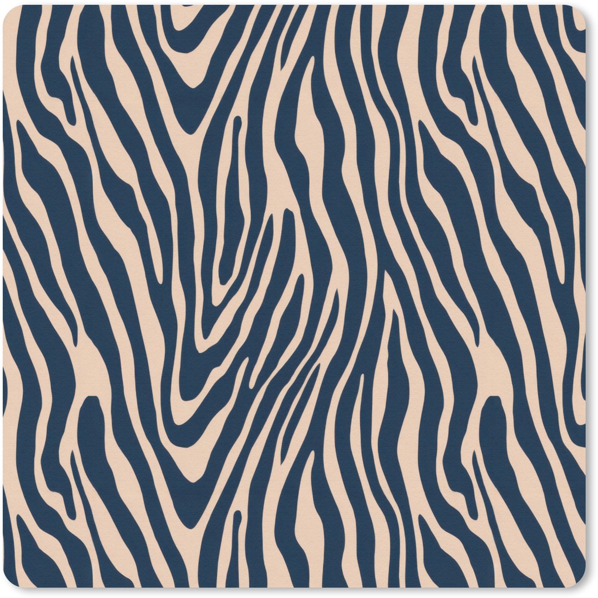 Muismat 30x30 cm - Mousepad Zebra - Patroon - Blauw - Beige - Muismatten
