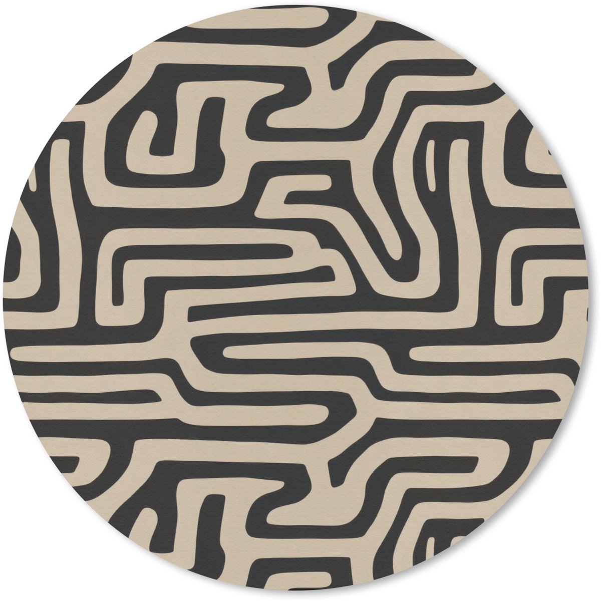 Muismat rond 20x20 cm - Mousepad Grafisch - Lijnen - Zwart - Ronde muismatten