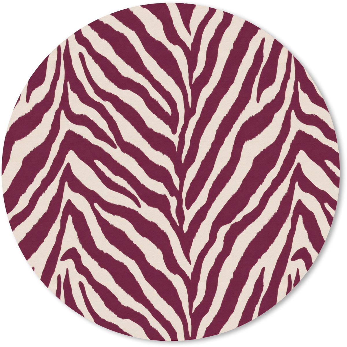 Muismat rond 30x30 cm - Mousepad Zebra - Motief - Bordeaux - Rood - Ronde muismatten