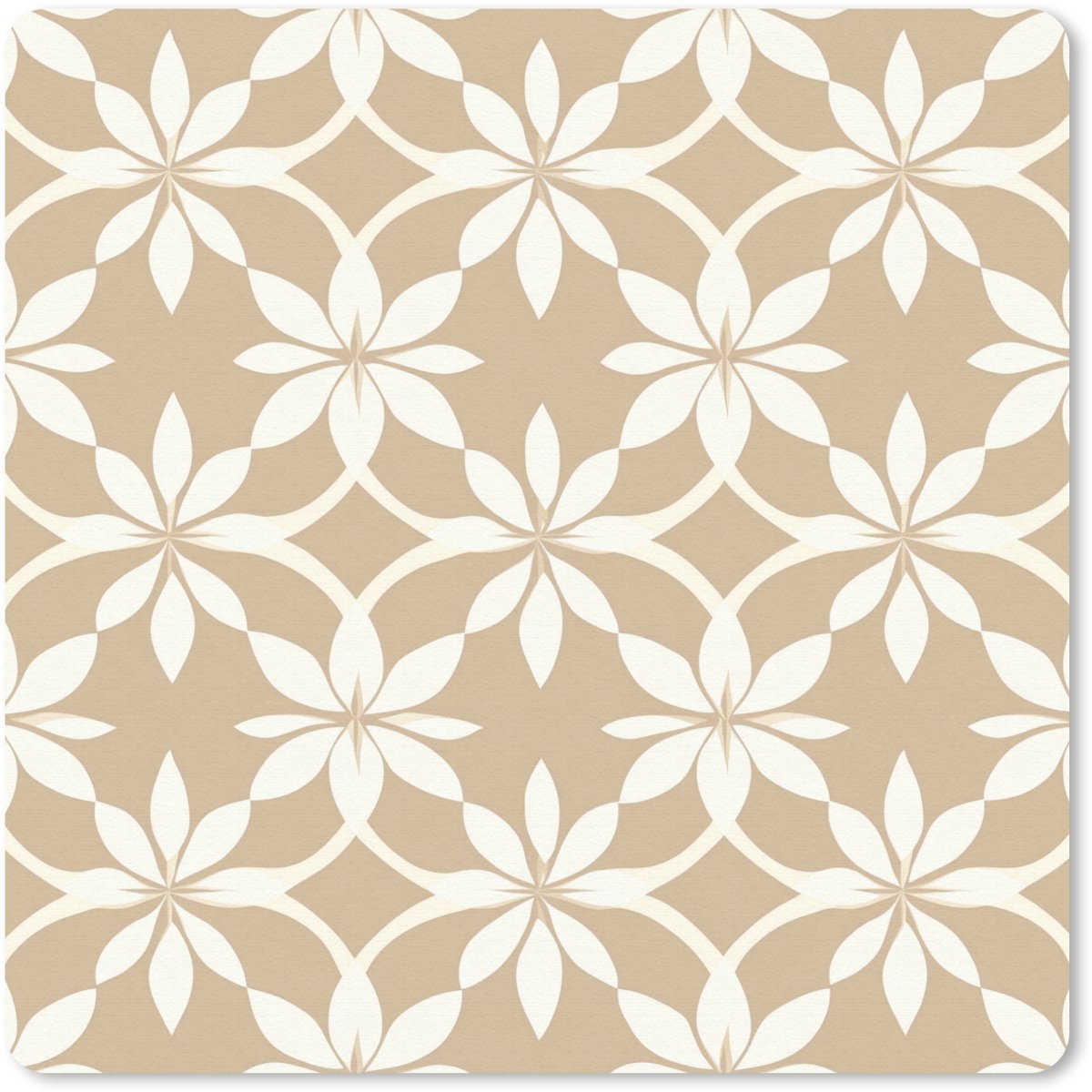 Muismat 30x30 cm - Mousepad Bloemen - Patroon - Beige - Muismatten