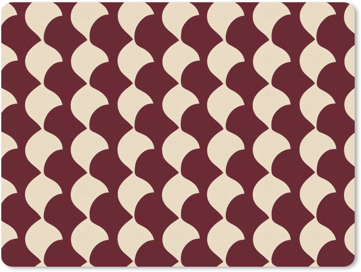 Muismat 12x10 cm - Mousepad Rood - Tegelpatroon - Crème - Muismatten