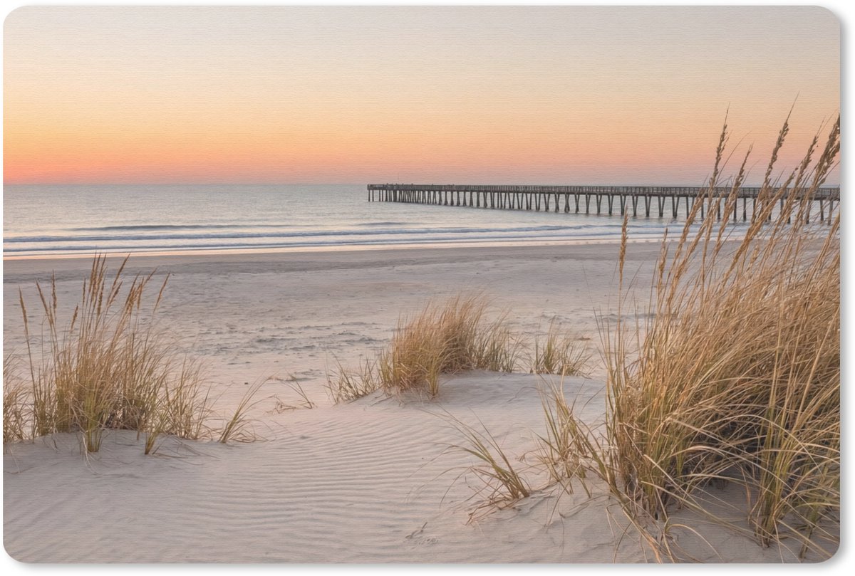 Muismat 13x8 cm - Mousepad Pier - Zonsondergang - Strand - Muismatten