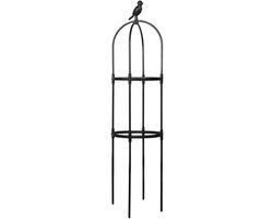 Tuin Obelisk - Plantensteun Toren - Klimplanten Ondersteunen - Smeedijzeren Metalen Frame - 120 cm Hoog - Zwart
