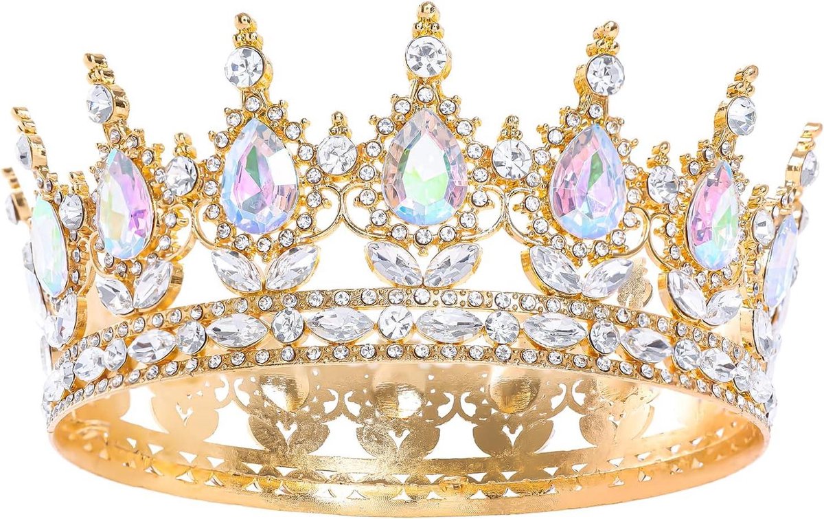 Dames Kroon - Tiara Kristal - Feest Accessoire - Glinsterende Strass - 12cm Diameter - Zilver