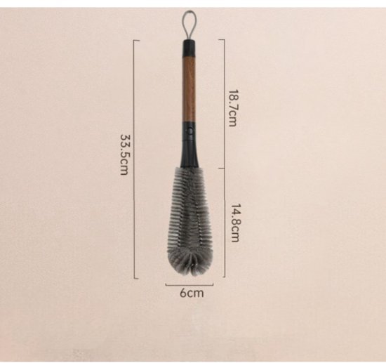 Bekerborstel - flessenborstel - 2-in-1 borstel - schoonmaakborstel - schoonmaakaccessoires - geschikt voor bekers, blenders, theepotten en babyflesjes - grijs - 33,5*6 cm — afbeelding 2