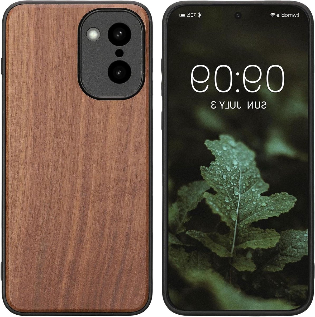 Telefoonhoesje Hout - Back Cover Beschermhoes - Bescherming Smartphone - Uniek Houtpatroon - 16.3 x 7.5 x 1.3 cm - Donkerbruin