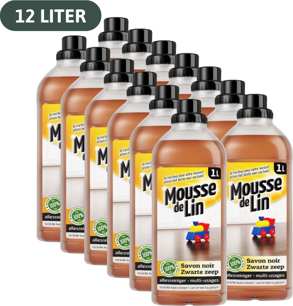 Mousse de Lin Zwarte zeep - 12 x 1L
