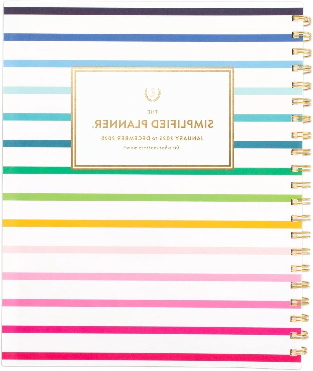 Agenda 2025 - Planners Organizer - Jaarlijkse Planning - Wekelijks Maandelijks - 8-1/2 x 11 - Happy Stripe