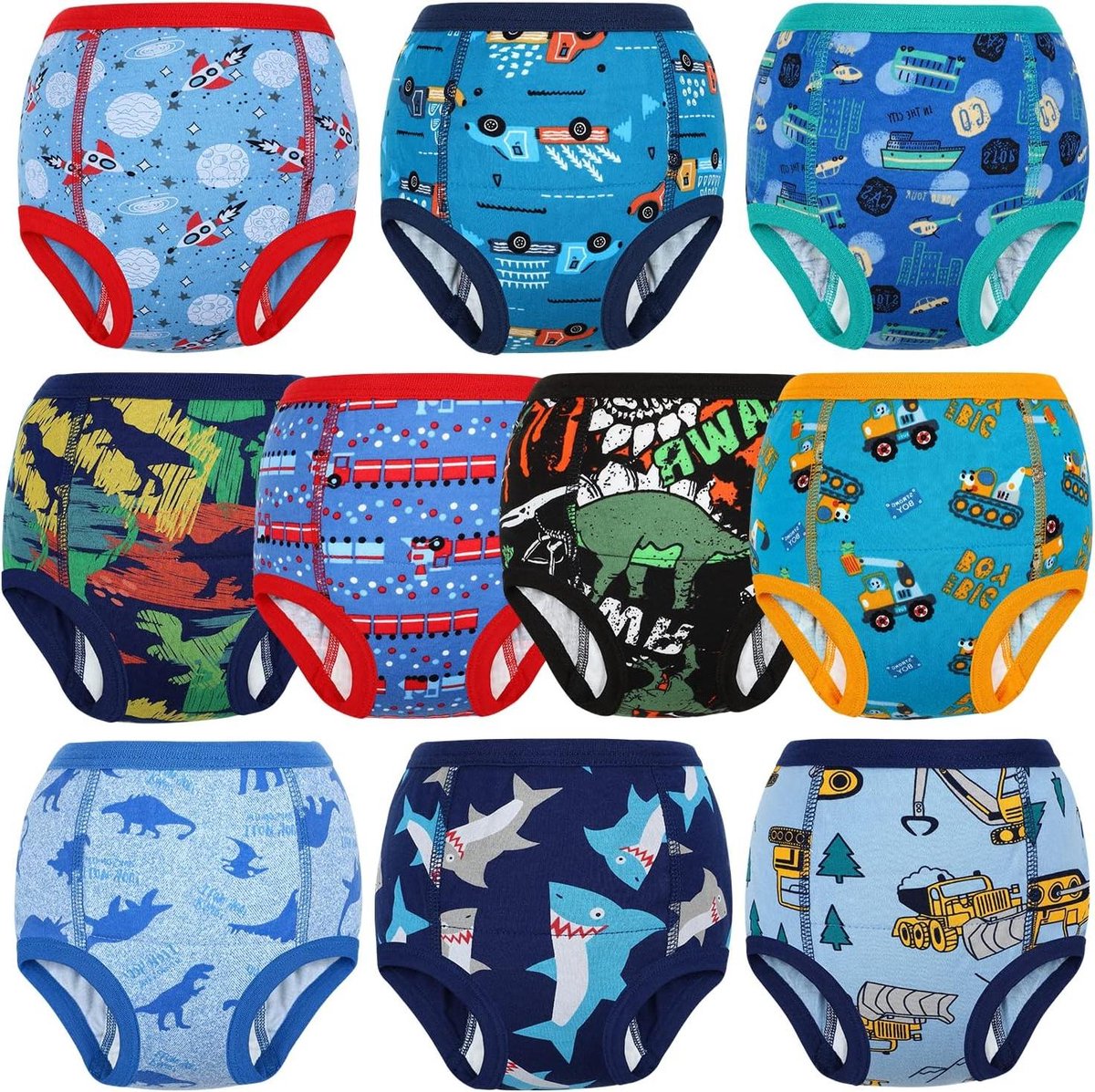 Zindelijkheidstrainingsbroekjes - Potty Pants - Zindelijkheidstraining - Biologisch Katoen - 10 Stuks - Cartoon Prints