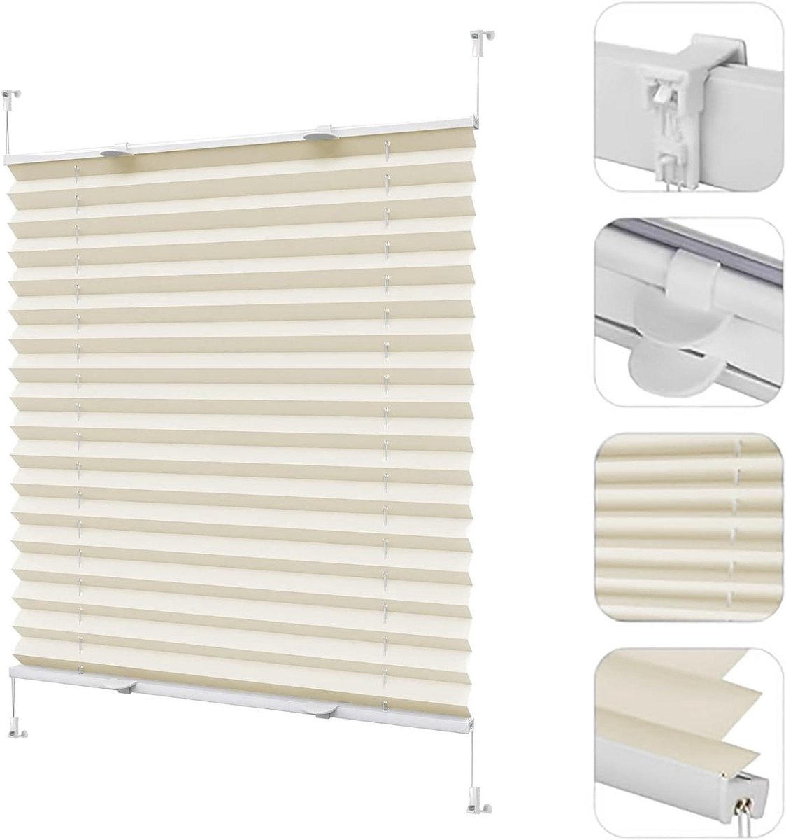 Plisségordijn - Gordijn Raambekleding - Privacy en Zonwering - Zonder Boren te Monteren - 