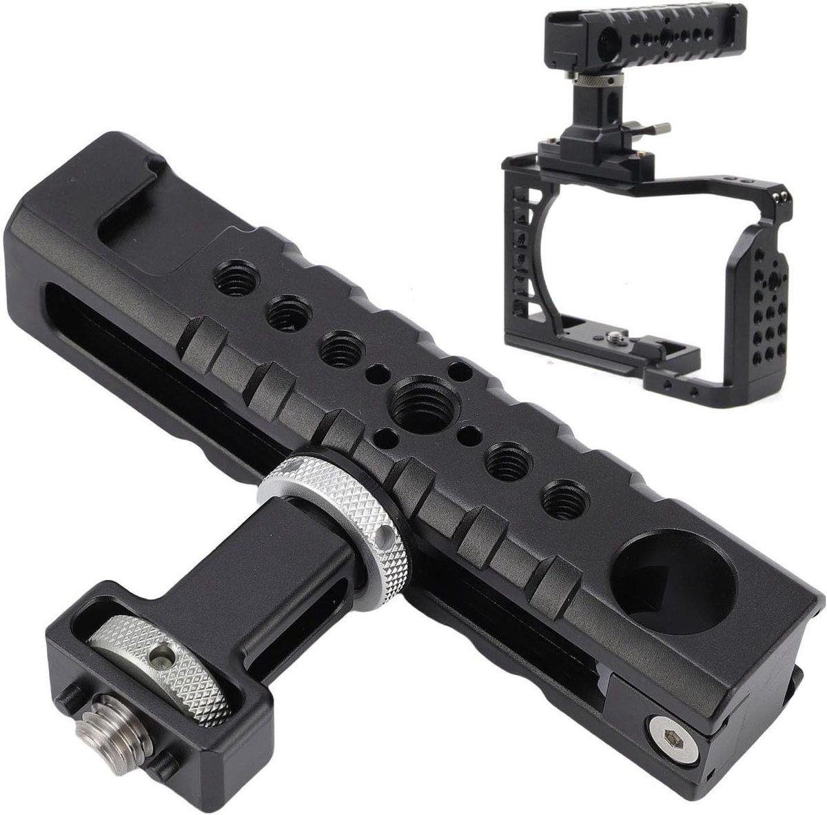 Camerahandgreep - Top grip - Camera stabiliseren - Verstelbaar schuifontwerp - 14 x 9 x 4 cm - Zwart