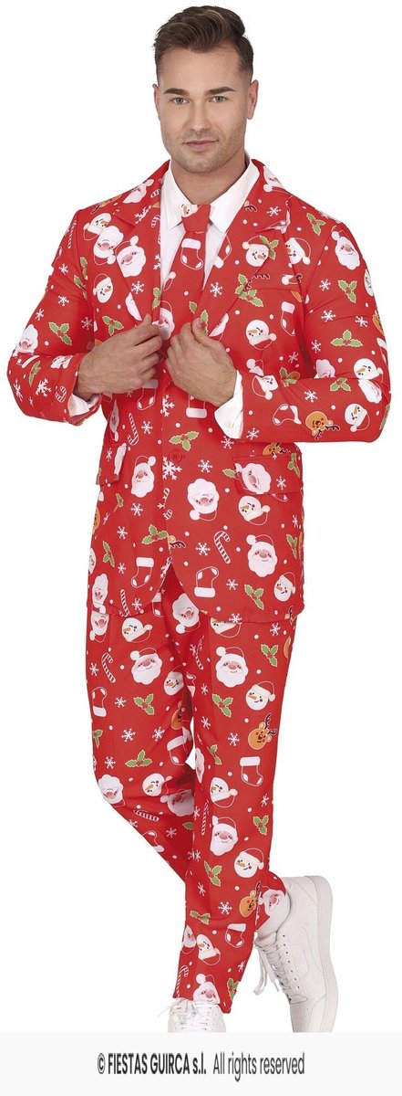 Kerstmis Kostuum Fun Heren Rood 3-delig - Maat L