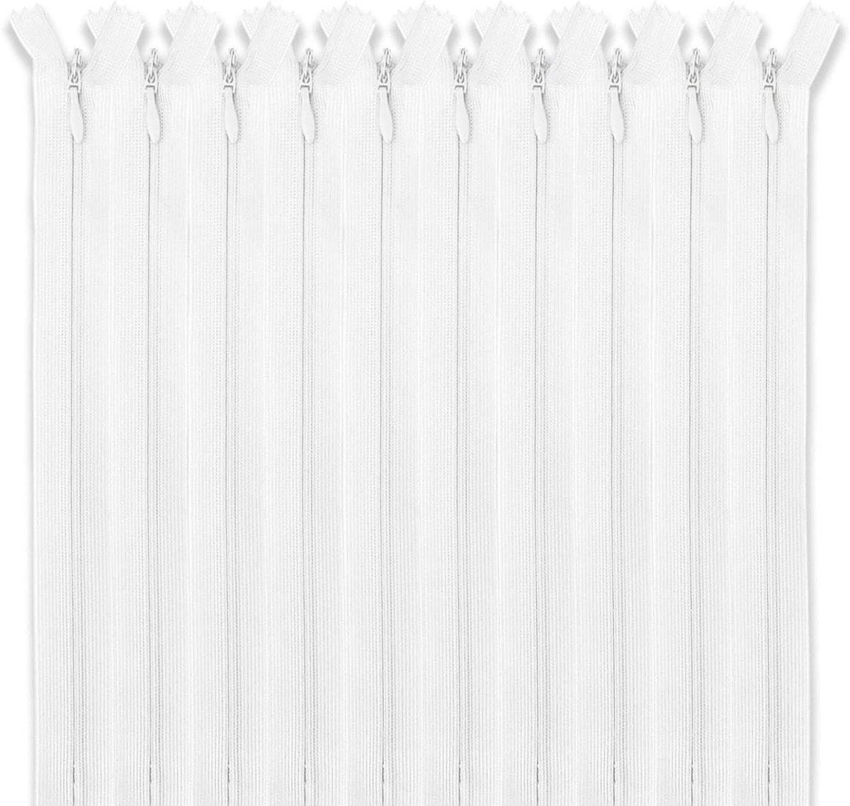 Onzichtbare Ritsen - Nylon Sluitingen - Naaien en Knutselen - Metalen Schuiver - 35 cm - Wit
