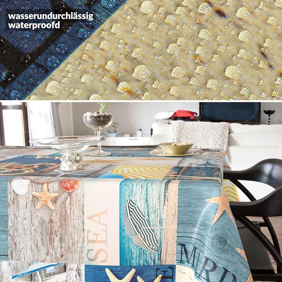 Wasbaar Tafelkleed - Afwasbaar Kleed - Tafel Beschermen - Maritiem Design - 100 x 160 cm - Blauw