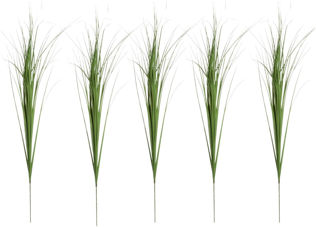 Mica Decorations 5x - Rietgras kunstplant losse steel/tak - groen - 99 cm - deco takken Donkergroen