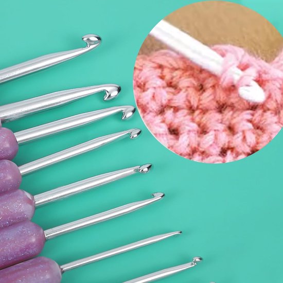 Set van 9 Ergonomische Haaknaalden van Gemaakt Klei met Glad Tips - Perfect voor Haken, Breien en Creatieve Projecten van Merkloos — afbeelding 3
